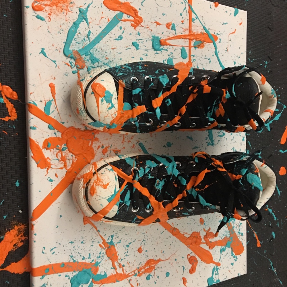 11.5 men’s Converse high tops with custom art